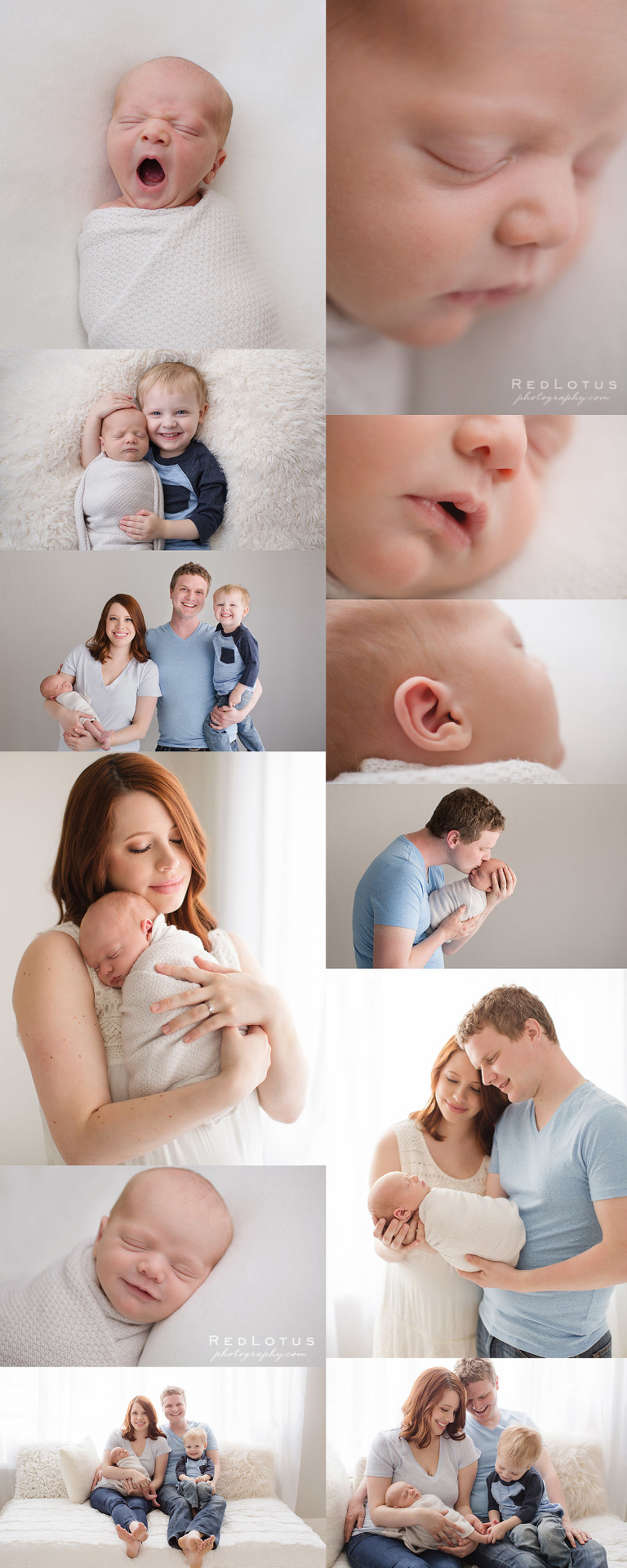 newborn photos with toddler and family natural light studio