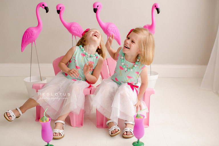 twin girls laughing