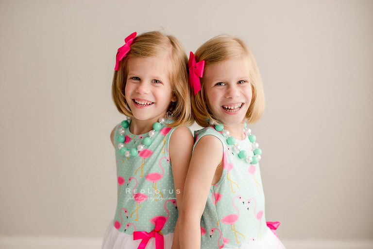 twins photo session studio smiling