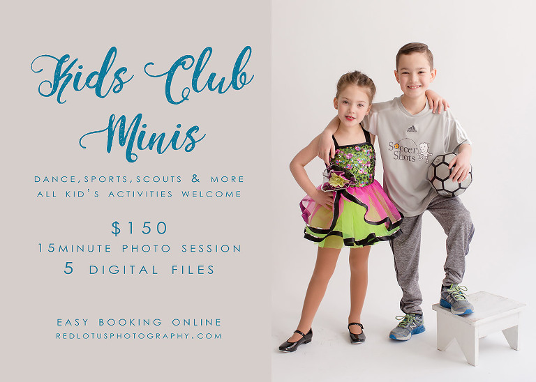 kids dance and sport photos in studio with white backdrop
