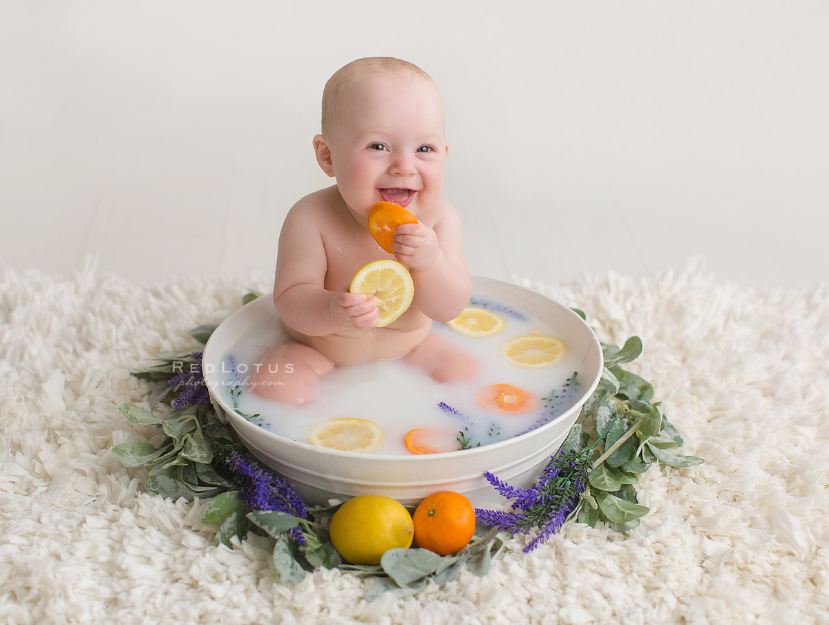 Baby Milk Bath Photos Fruit and Flower Fun! » Red Lotus Photography