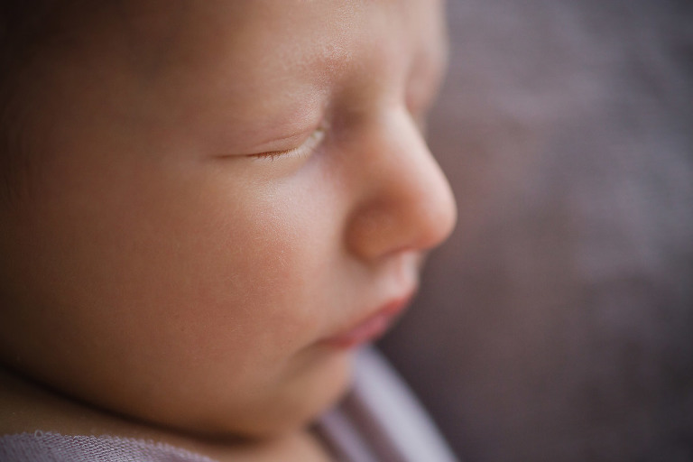 newborn photography close-up baby profile macro eyelashes