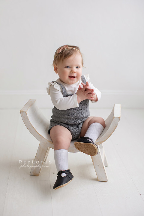 One year old first birthday portrait photos white studio Pittsburgh