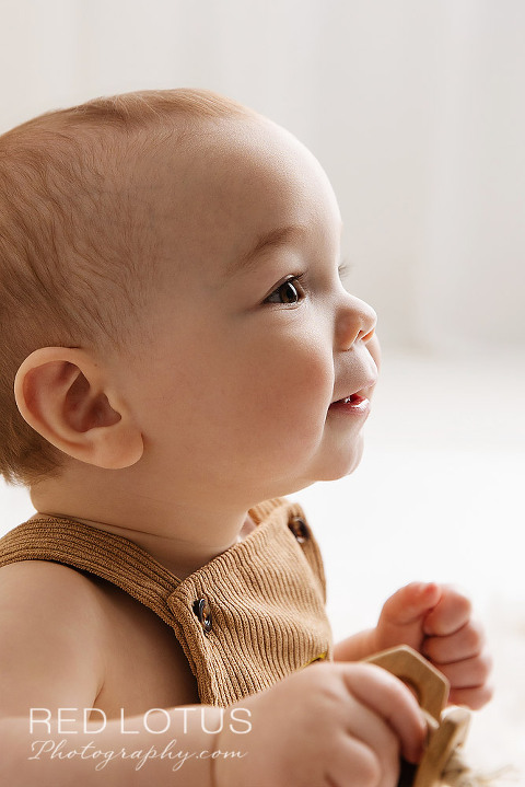 happy baby boy profile of face